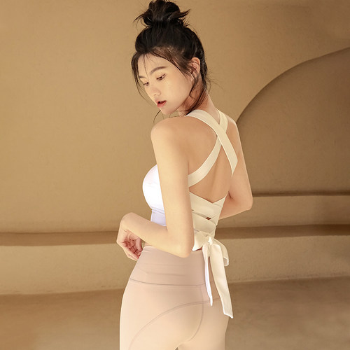 运动内衣女夏季新款防震聚拢美背时尚瑜伽服背心跑步性感健身文胸 - 图3