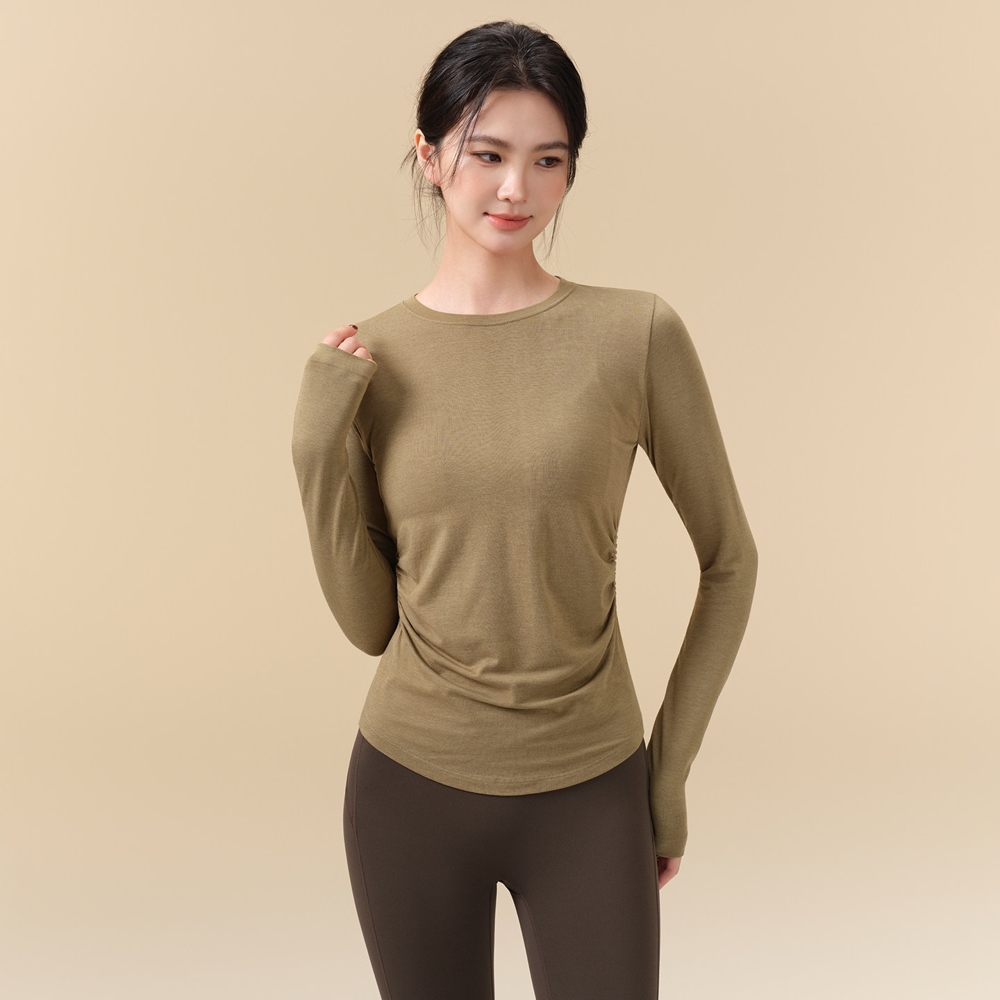 瑜伽服套装女秋冬美利奴羊毛运动上衣速干长袖t恤跑步训练健身服,淘宝优惠券,粉丝福利购,淘宝优惠卷