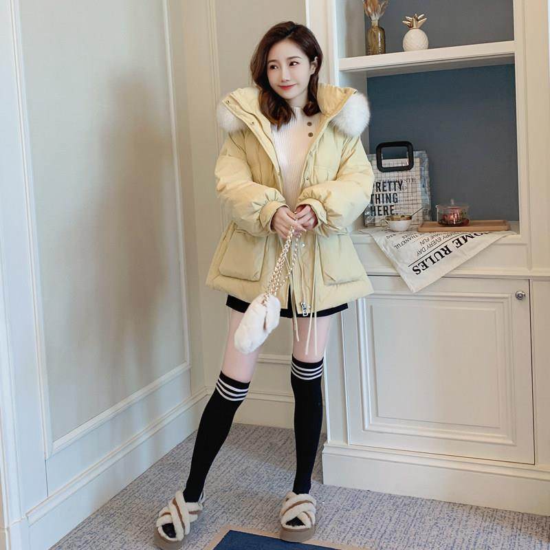 MJAE真狐狸毛领羽绒服女2025冬季新款中长款小个子收腰白鸭绒外套,淘宝优惠券,粉丝福利购,淘宝优惠卷