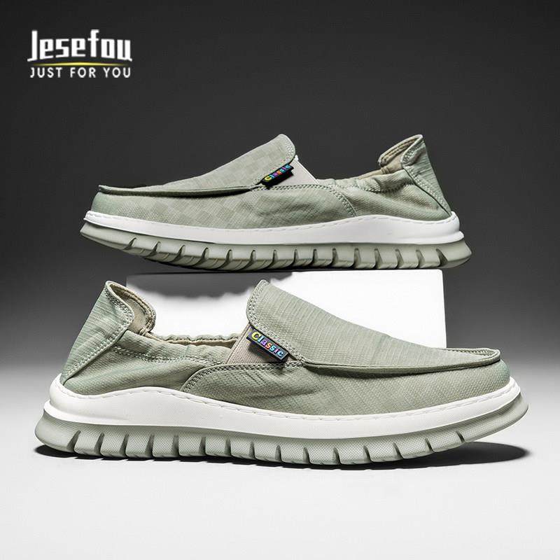 Jesefou高端奢侈新款一脚蹬休闲鞋男软底懒人运动帆布鞋时尚透气,淘宝优惠券,粉丝福利购,淘宝优惠卷