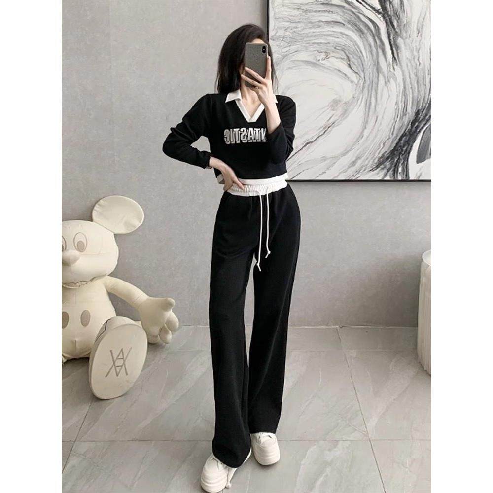 KAYANTY休闲运动套装女春秋新款减龄v领卫衣时尚阔腿裤两件套,淘宝优惠券,粉丝福利购,淘宝优惠卷