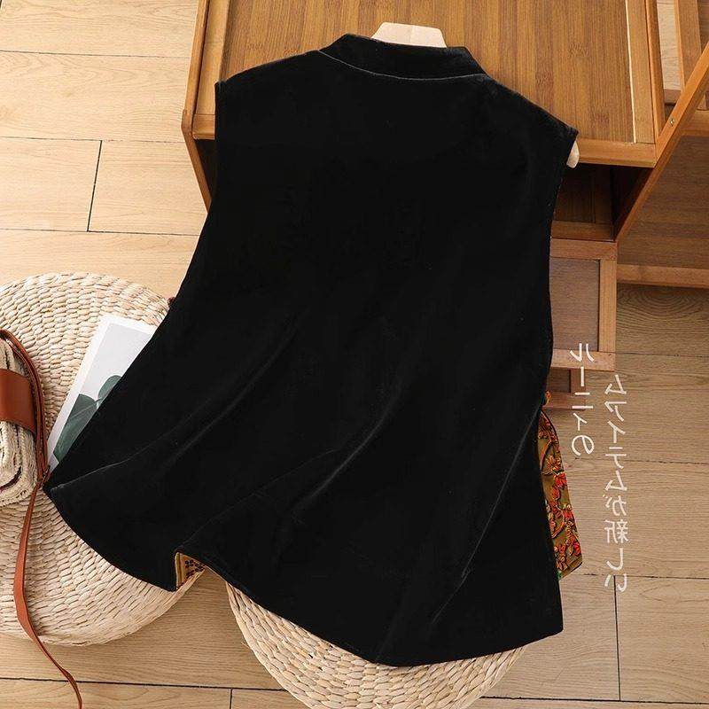 BEBE NOBLE新中式丝绒马甲女款秋冬无袖坎肩上衣背心外搭国风外套,淘宝优惠券,粉丝福利购,淘宝优惠卷