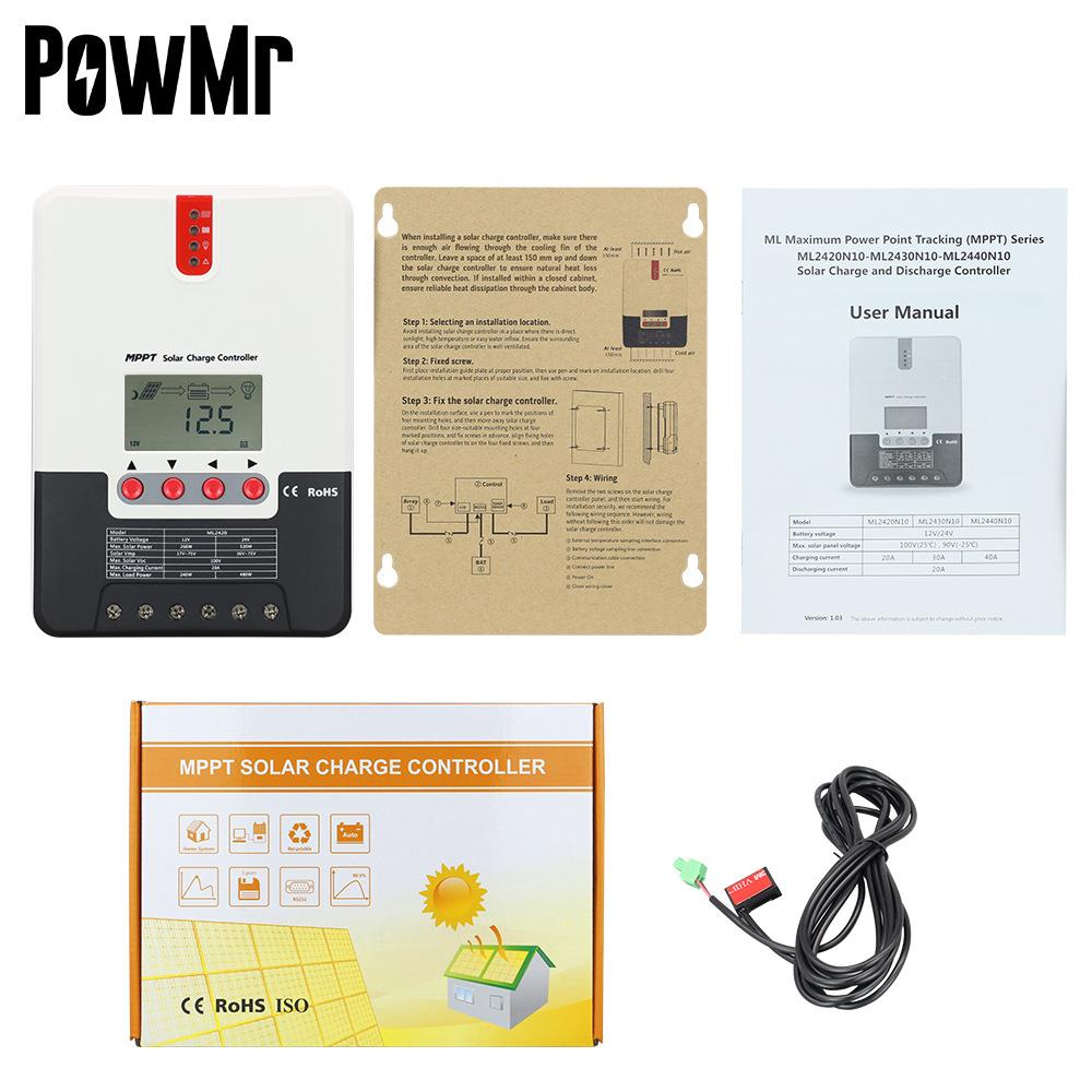 mppt太阳能控制器12v24v48v20a30a40a60a太阳能房车锂电池控制器 - 图2
