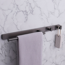 Gun Grey All-copper Towel Rack Toilet Bath Towels Shelf Free to punch hardware Bathroom Pendant Bathroom Towel Rod