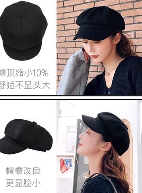 贝雷帽女 ins风秋季设计师八角帽冬毛子雷八女冬帽帽子帽雷帽帽八