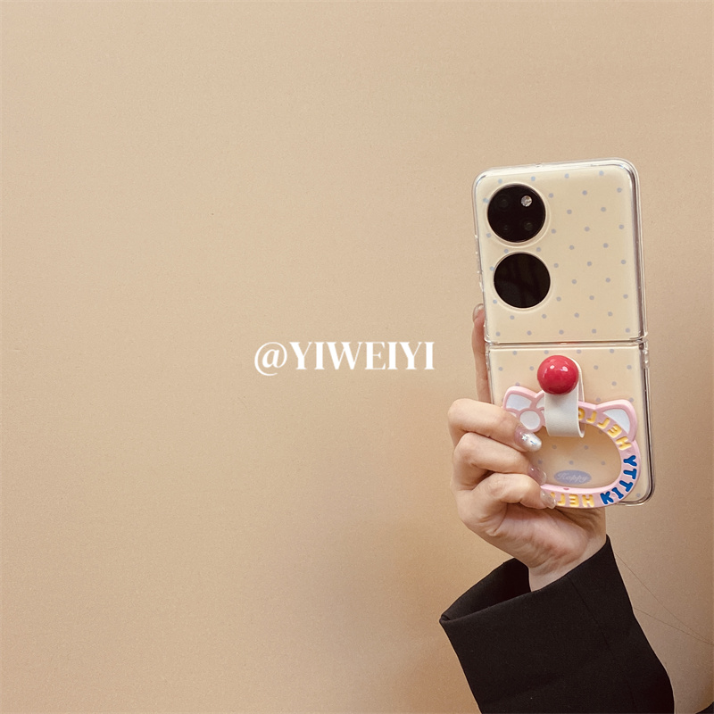 依维意 适用于OPPOFindN3Flip折叠手机壳华为PuraX粉色kt猫支架三星ZFlip6/5/4可爱小米MIXFlip2新款Pocket2 - 图1