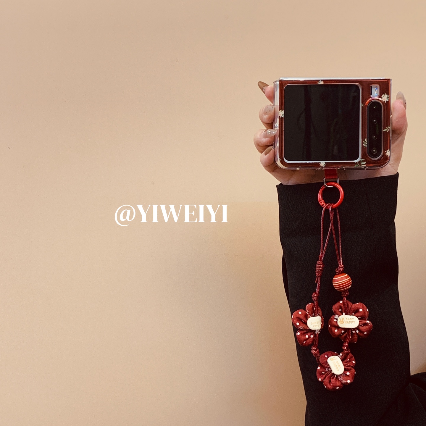 依维意 适用于华为purax手机壳pocket2唯美复古风折叠屏matex6创意红花手串matex3典藏版暗红色满屏玫瑰花 - 图3