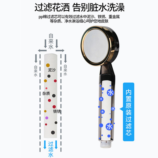Submarine handheld shower filter special pressurized filter pp cotton chlorine removal water purification skin beauty activated carbon filter cotton