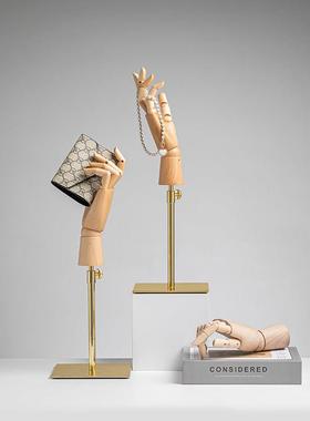 实木手模可活动关节假手模型服装店装饰陈列道具展示架手模摆件