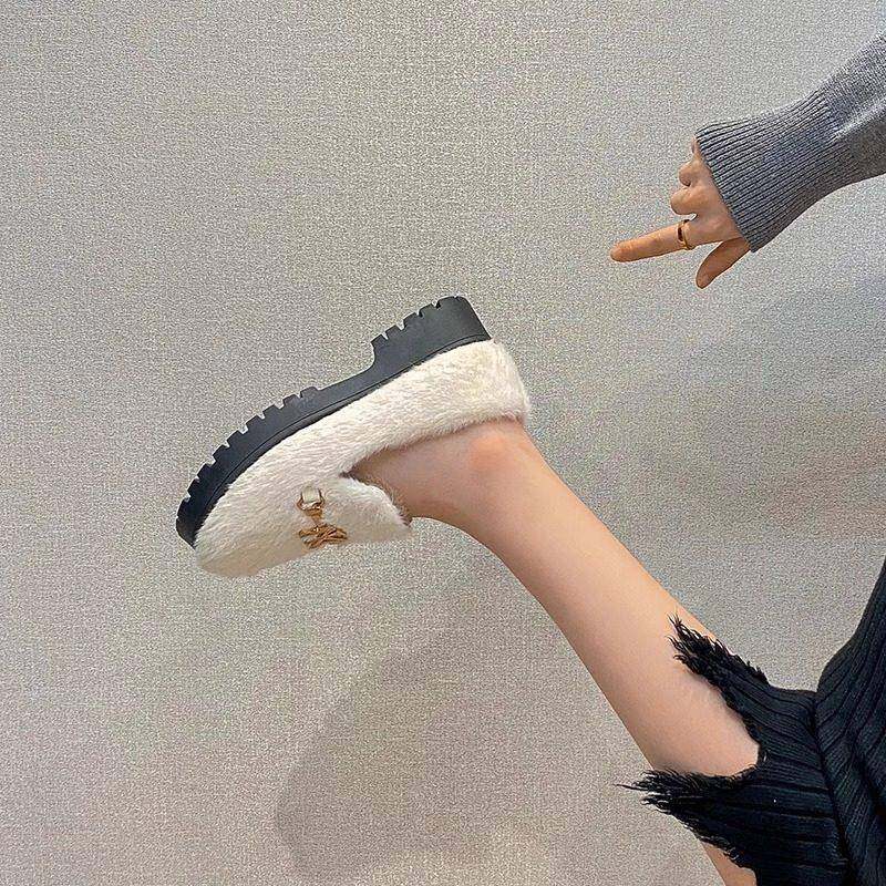 高跟毛毛鞋女冬季加绒加厚外穿棉鞋厚底软底一脚蹬乐福鞋大码女鞋,淘宝优惠券,粉丝福利购,淘宝优惠卷