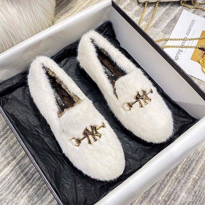 高跟毛毛鞋女冬季加绒加厚外穿棉鞋厚底软底一脚蹬乐福鞋大码女鞋,淘宝优惠券,粉丝福利购,淘宝优惠卷