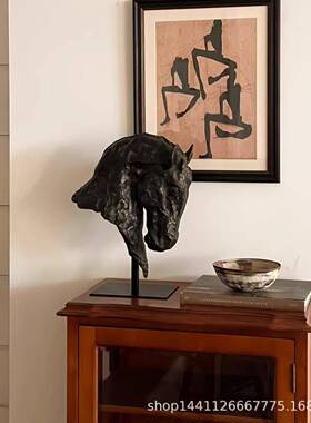 复古怀旧风马头马到成功客厅书房电视柜酒柜办公室前台摆件装饰品