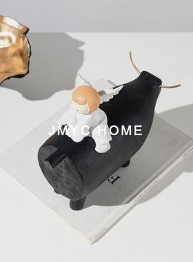 中古风创意牧童骑牛树脂摆件客厅卧室玄关儿童房电视柜家居装饰品