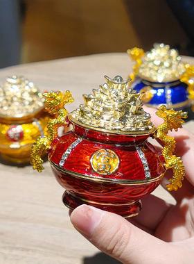 合金珐琅彩首饰盒中国风饰品戒指耳钉创意礼品聚宝盆新年摆件