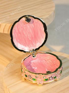 珐琅彩首饰盒七宝烧手工艺品玫瑰花盒子饰品耳钉戒指收纳盒