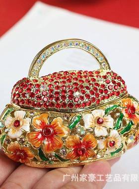 爆款金属中式珐琅首饰盒手工艺品创意家居装饰花篮包摆件礼品礼物