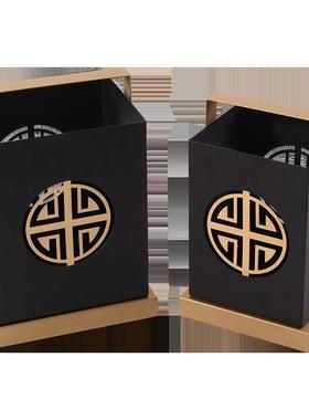 新中式现代古风金属装饰盒摆件博古架样板房橱窗展柜茶室软装饰品