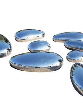 欧式现货抽象不锈钢鹅卵石头创意椭圆雕塑户外庭院水滴品园林摆件