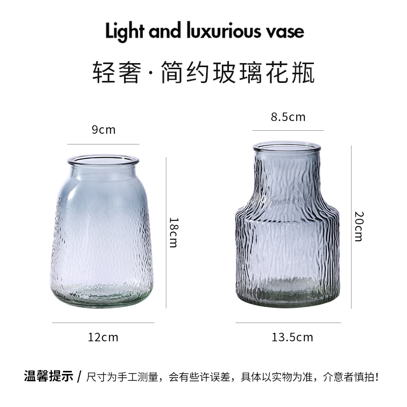 网红玻璃花瓶简约透明创意北欧水养鲜花插花摆件客厅水培餐桌装饰 - 图0