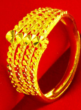 黄金戒指9999足金女款爱心形纯金首饰步步高年轻人送妈妈礼物