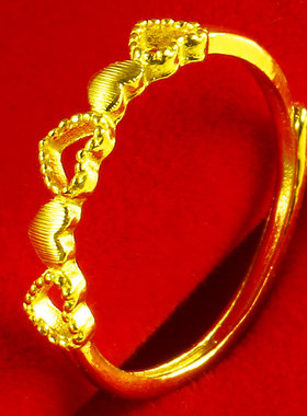 黄金戒指9999足金男女款素圈食指环爱心形纯金首饰真金送老婆