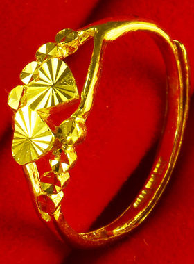 黄金戒指女款9999足金指环纯金首饰心形送女友生日礼物按克重