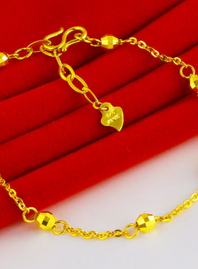 黄金手链9999足金女款纯金手串转运珠真金手镯生日礼物送老婆