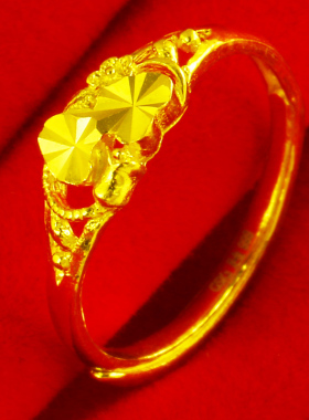 黄金戒指女款9999足金指环纯金首饰心形送女友女神节礼物按克