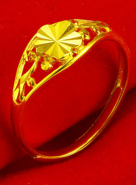 黄金戒指999足金色AU750纯金首饰不掉色真金送自己结婚送妈妈