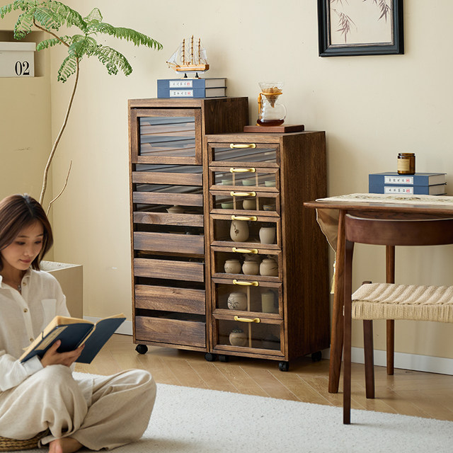 North American solid wood dental cabinet floor-standing tea cabinet tea set cabinet
