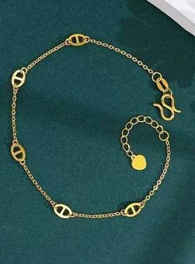 5G黄金猪鼻子项链女999足金小克重气质时尚纯金新款手饰送礼