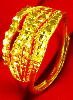 黄金戒指9999足金女款纯金食指环步步高升真金送女友生日礼物