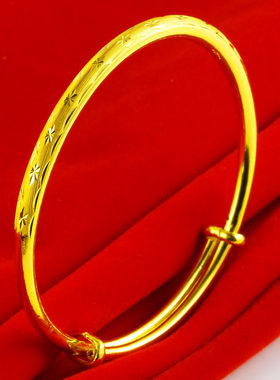 黄金手镯9999足金女款纯金镯子满天星真金首饰按克送妈妈礼物