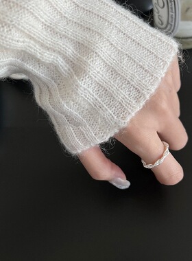 一恋麻花人像戒指女甜酷叠戴百搭个性小众设计感开口指环网红食指