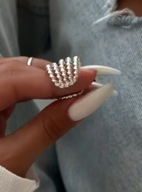 一恋小众多层线条戒指女时尚创意设计感叠戴开口指环嘻哈个性食指