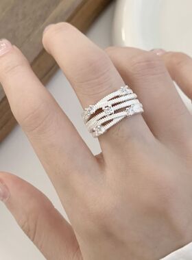 一恋高级感几何多层缠绕戒指女时尚气质百搭个性创意开口指环食指
