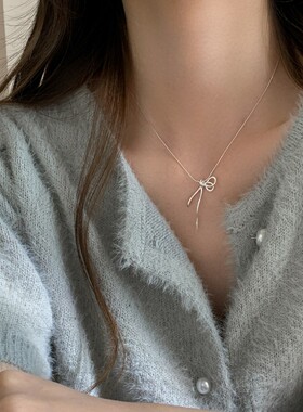 一恋简约几何丝带少女飘带蝴蝶结项链女韩系甜美气质锁骨链ins风