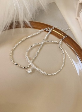 一恋甜美花朵珍珠手链女叠戴个性气质铃兰花碎银手环百搭网红