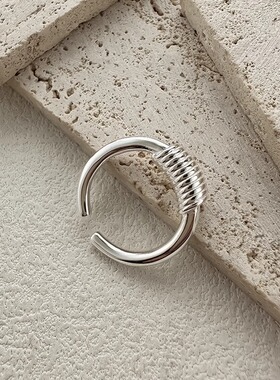 一恋几何素圈线条缠绕戒指女螺纹简约冷淡风开口指环ins风小众食