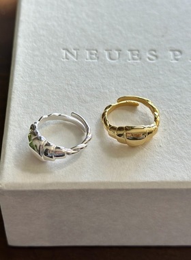 一恋法式可颂牛角包海螺戒指女几何个性时尚百搭开口食指