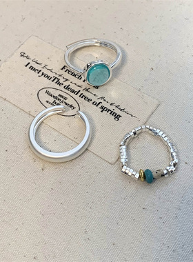 一恋甜美蓝色椭圆锆石戒指女碎银