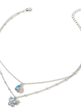 New metal double-layer clavicle chain temperament necklace