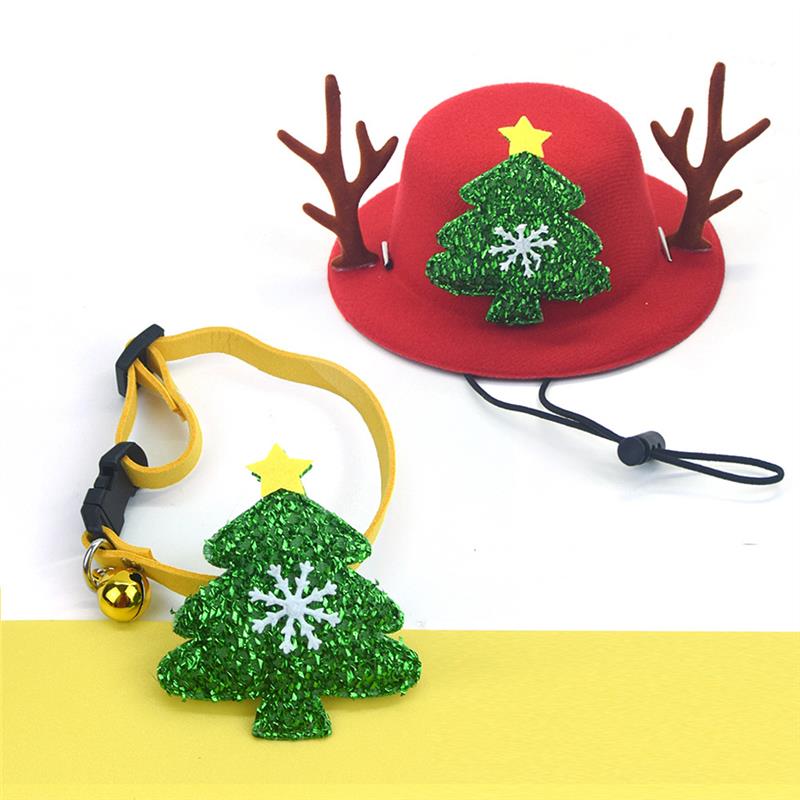 Christmas Pet grooming Cats dogs Hat Collar small bell - 图1