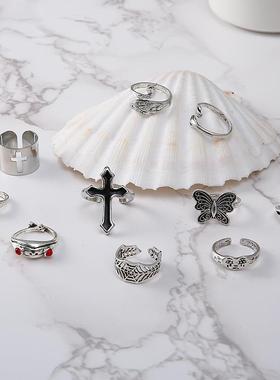 exaggerated rings cross personality butterfly joint ring set