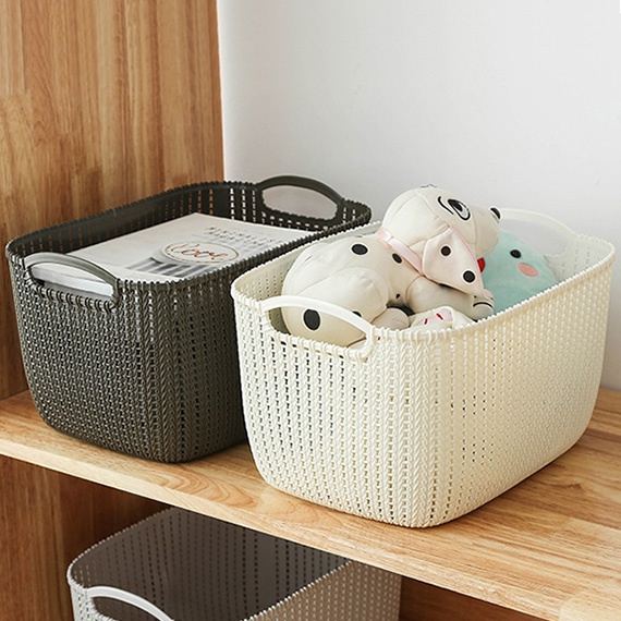 极速new Imitation rattan storage basket thick plastic deskto-图1