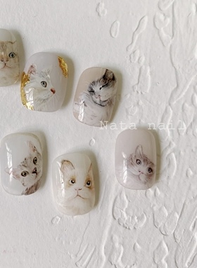 美甲贴纸彩绘猫咪狗狗萌宠物可爱