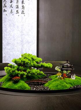 酒店餐桌中间景观摆件圆桌转盘中间摆花高端饭店包厢圆盘造景装饰