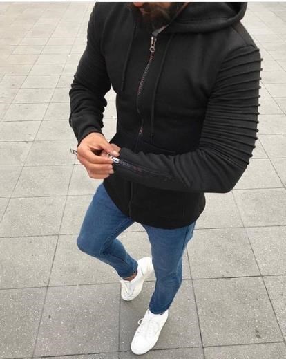 2018Men's Jeans Jacket coat hooded Winter Jackets男带帽夹克-图2