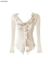 Cheese cheese streaming sucurry cardigan sweater jacket woman with a slim design sense knit bottom blouse