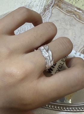 S925纯银《风栖羽环》日韩森系羽毛小众设计轻奢气质百搭戒指